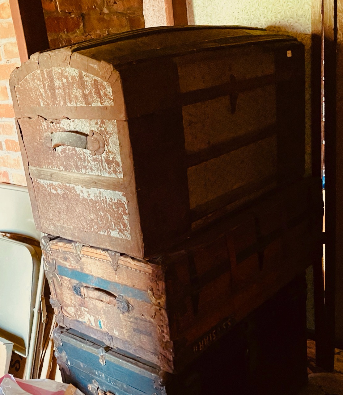 A few old trunks